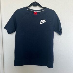 Nike Women's Short Sleeve Crew Sweatshirt Navy Blue
